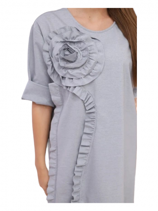 Rochie dama floare 3D decorativa - Gala - gri [5]