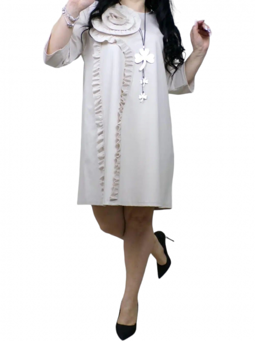 Rochie dama floare 3D decorativa - Gala - gri [12]