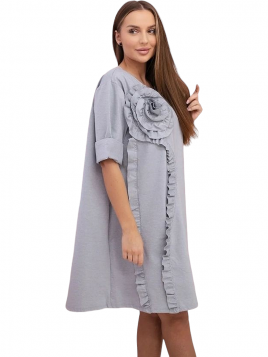 Rochie dama floare 3D decorativa - Gala - gri [4]