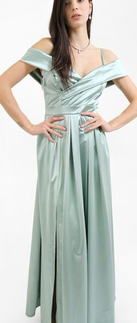 Rochie Dama Lunga Satinata cu Revere si Bretele [1]