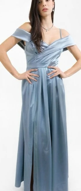 Rochie Dama Lunga Satinata cu Revere si Bretele [1]