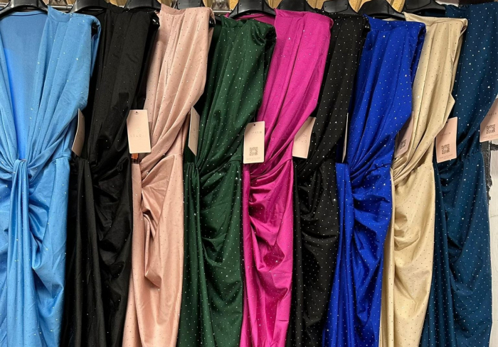 Rochie Dama Lycra croiala cu fronseuri si decolteu adanc cu strasuri - Hannah [8]