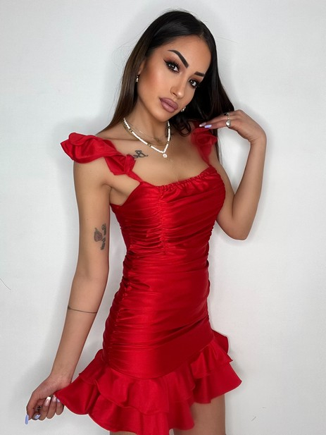 Rochie Dama scurta cu bretele cu volanase [2]