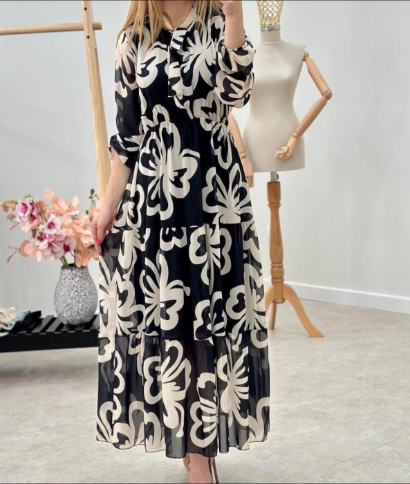 Rochie Dama Lunga din Voal Captusit - Model Floral [1]