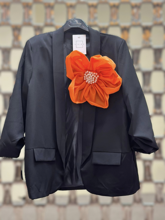 Sacou Damă cu Floare Ornamentală și Perle Aplicate [1]