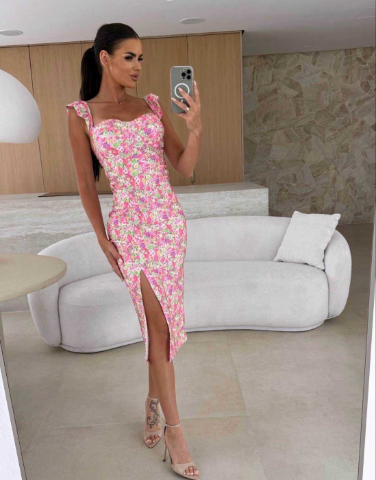 Rochie dama Polka, bumbac elastic, imprimeuri diverse, marime universala [3]