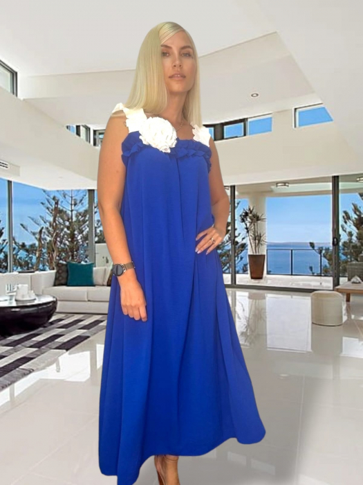 Rochie Dama de Vara cu Bretele si Volanase si Curea CADOU - Mona [2]