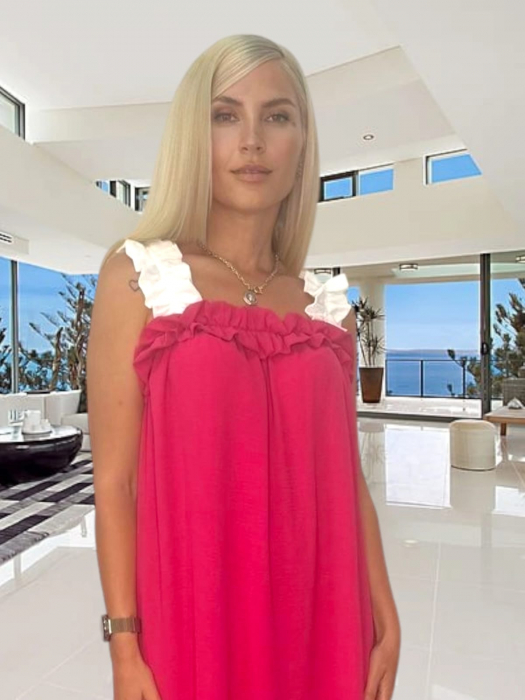 Rochie Dama de Vara cu Bretele si Volanase si Curea CADOU - Mona [3]