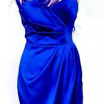 Rochie Dama Satin Midi cu Pene - Clara [1]