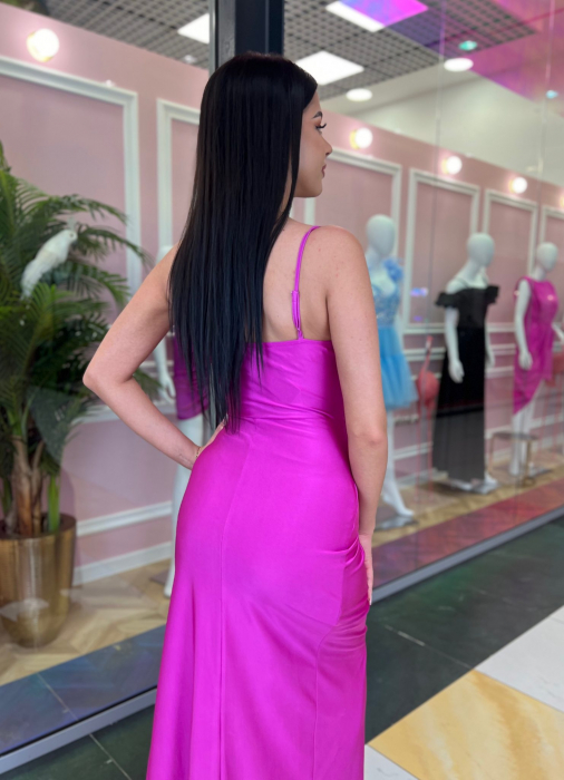 Rochie Dama Satin Lunga cu Corset si Bretele - Clara [4]
