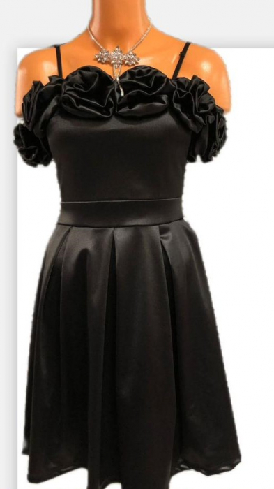 Rochie Dama Satin Scurta cu Trandafiri - Clara [6]