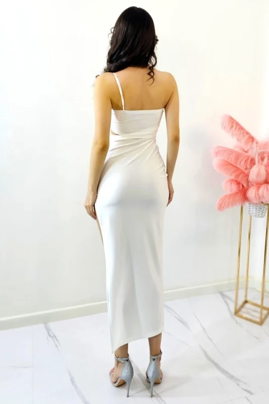 Rochie de seara cu cristale si decupaj in zona taliei, Marime S/M [2]