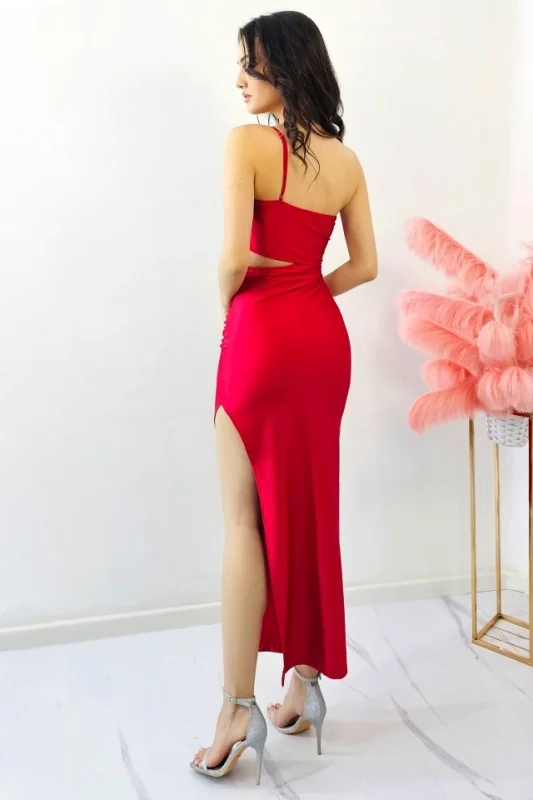 Rochie de seara cu cristale si decupaj in zona taliei, Marime S/M [3]