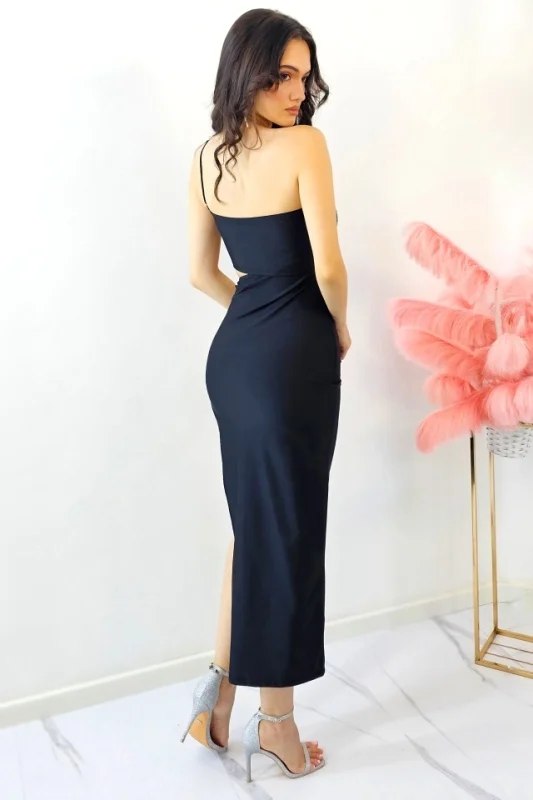 Rochie de seara cu cristale si decupaj in zona taliei, Marime S/M [2]