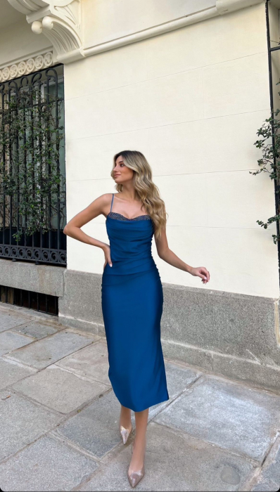 Rochie de dama cu decolteu evidentiat cu strasuri si bretele, Italia [8]