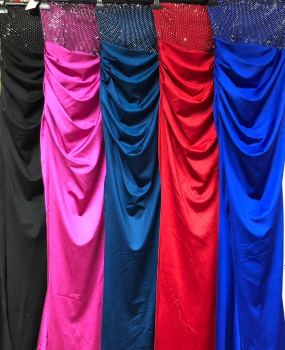 Rochie de seara din satin cu corset cu paiete aplicate [2]