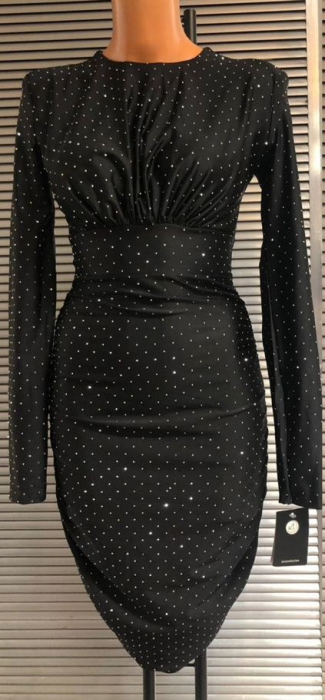 Rochie de seara din satin-lycra cu sclipici midi - negru [7]