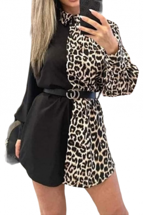 Rochie de zi stil camasa animal-print leopard 2 [1]