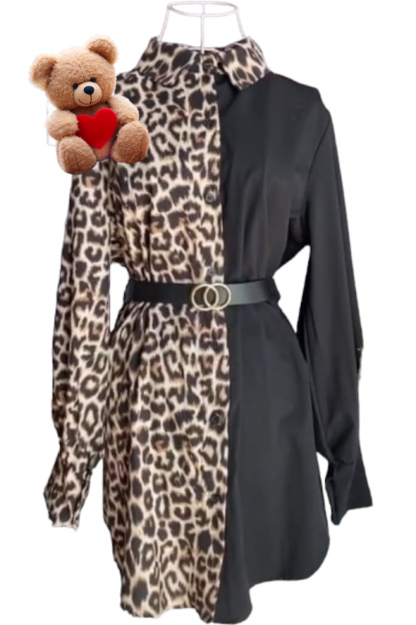 Rochie de zi stil camasa animal-print leopard 2 [2]