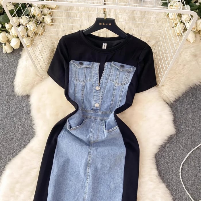 Rochie Denim Blend model buzunare - negru [3]