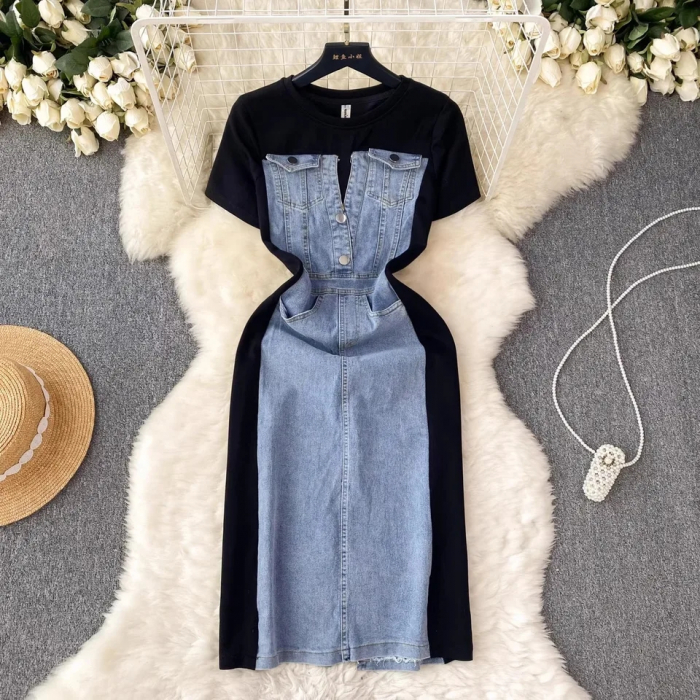 Rochie Denim Blend model buzunare - negru [4]