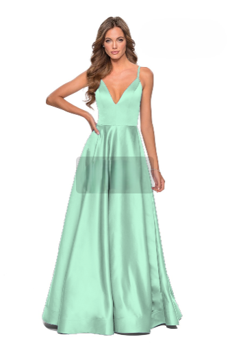 Rochie din satin cu decolteu in V - Femme [12]