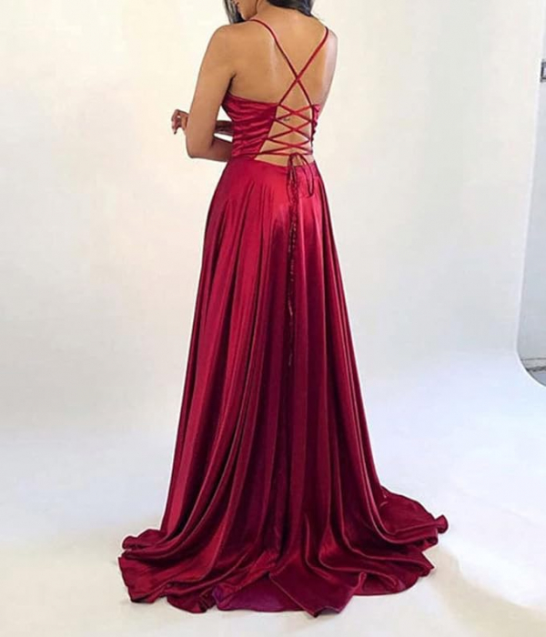 Rochie din satin cu decolteu in V - Femme [14]