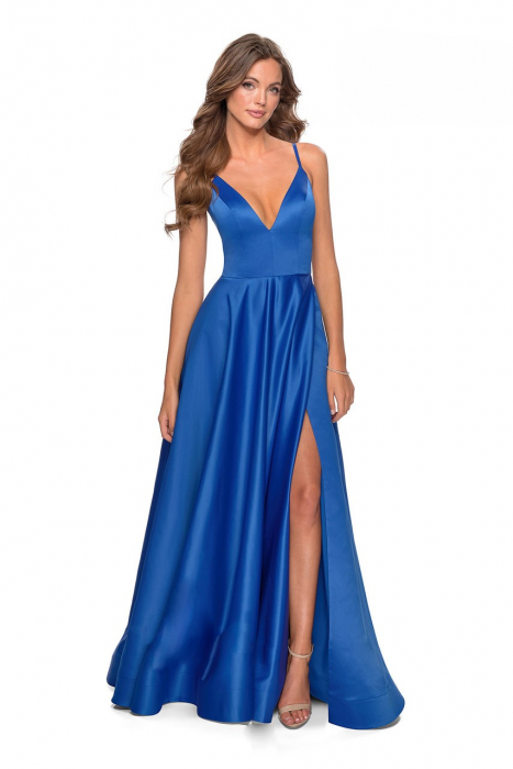 Rochie din satin cu decolteu in V - Femme [1]