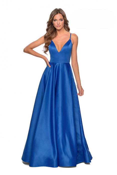 Rochie din satin cu decolteu in V - Femme [2]