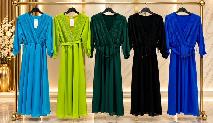 Rochie eleganta cu pliuri fine, decolteu petrecut si curea in talie [4]