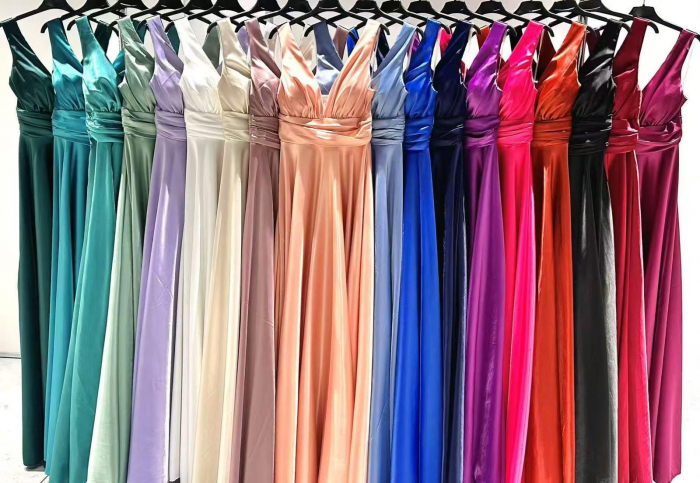 Rochie elegantă din satin premium – Decolteu adânc, bust plisat și croială sofisticată [3]