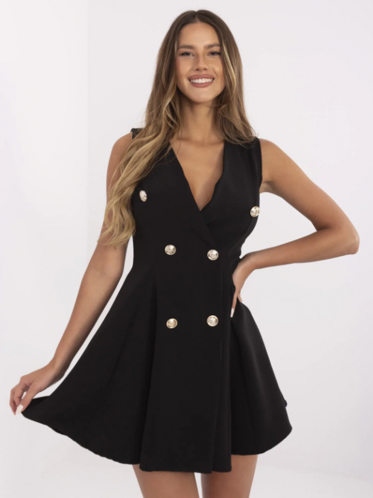 Rochie evazata eleganta, fara maneci, marime universala, nasturi aurii, diverse culori [1]