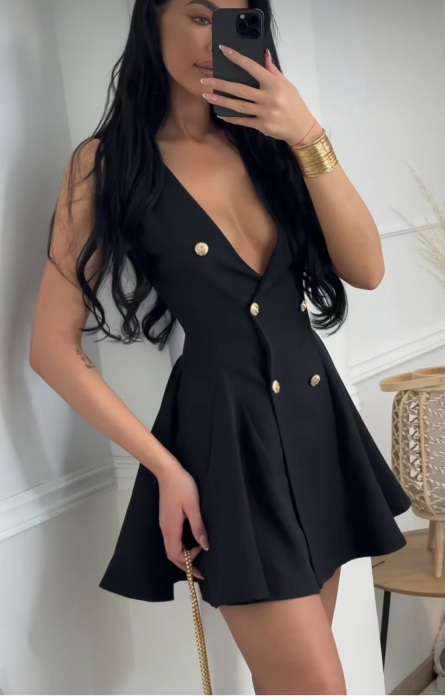Rochie evazata eleganta, fara maneci, marime universala, nasturi aurii, diverse culori [5]