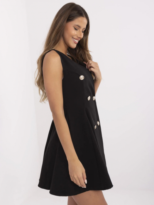 Rochie evazata eleganta, fara maneci, marime universala, nasturi aurii, diverse culori [3]