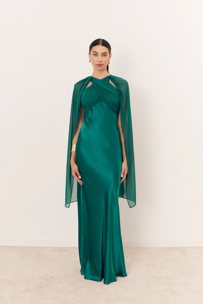 Rochie lunga Capri satin, esarfa reglabila si croi pe bie – eleganta multifunctionala, marime universala S-M [6]