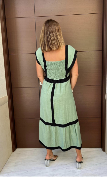 Rochie Lunga cu Dungi in Contrast [2]