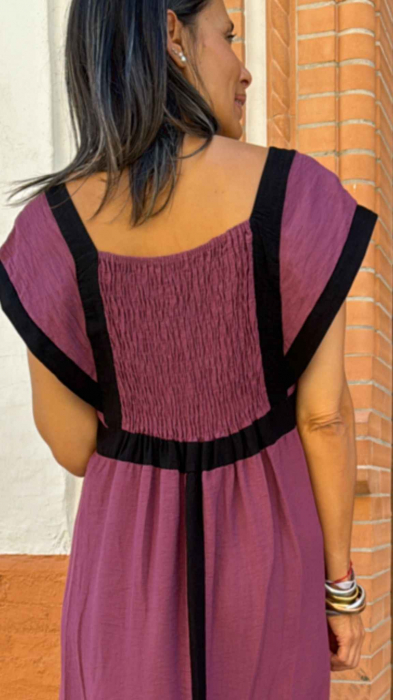 Rochie Lunga cu Dungi in Contrast [2]