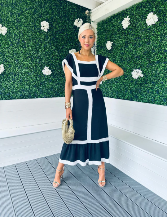 Rochie Lunga cu Dungi in Contrast [2]