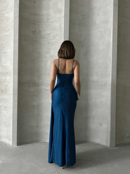 Rochie lunga eleganta cu bretele si strasuri – Stralucire si rafinament - MERT [3]