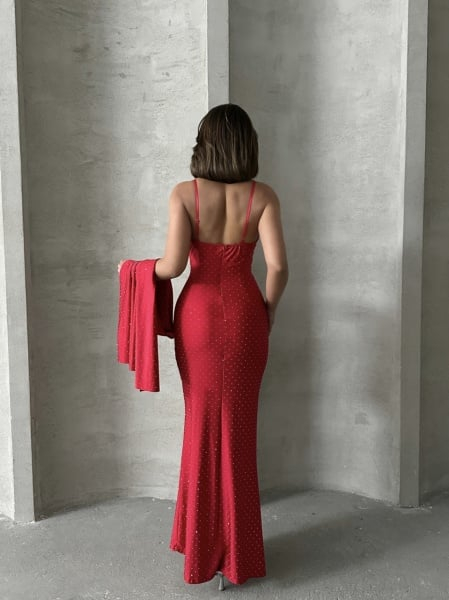 Rochie lunga eleganta cu bretele si strasuri – Stralucire si rafinament - MERT [4]