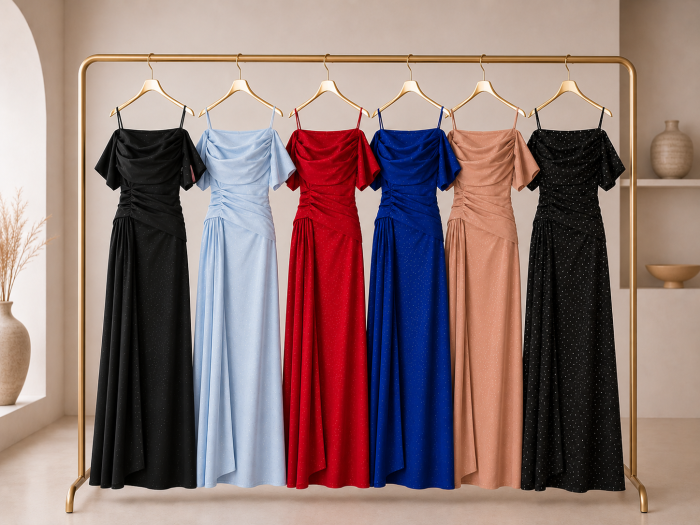 Rochie lunga eleganta cu slit pe picior, bretele fine si umeri cazuti cu strasuri [2]
