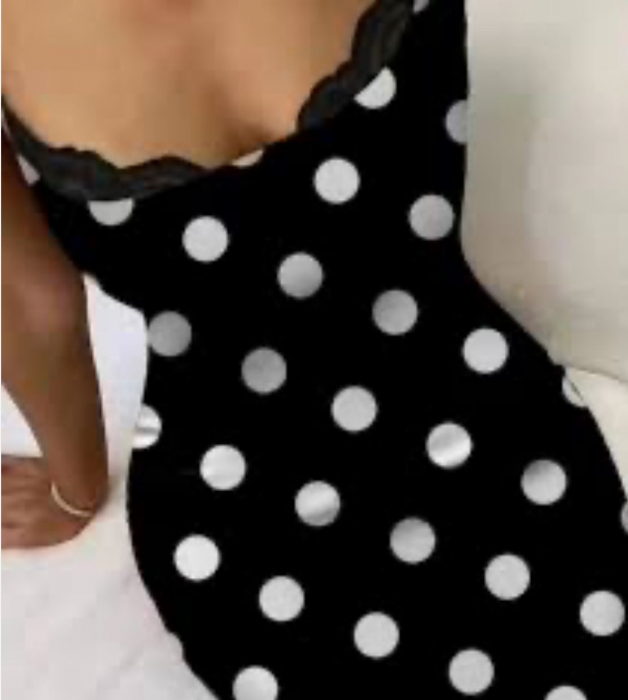 Rochie midi tip creion cu imprimeuri diverse si decolteu cu dantela [1]