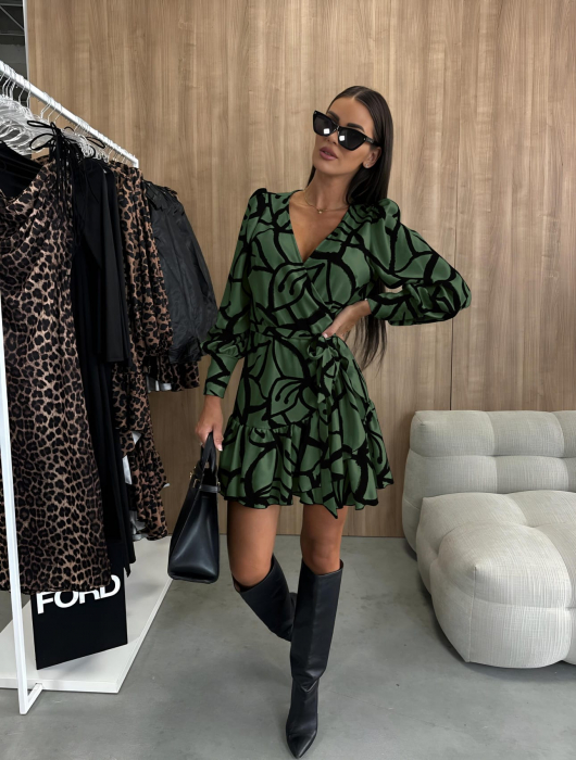 Rochie Clos cu Imprimeu si Maneca Lunga [1]