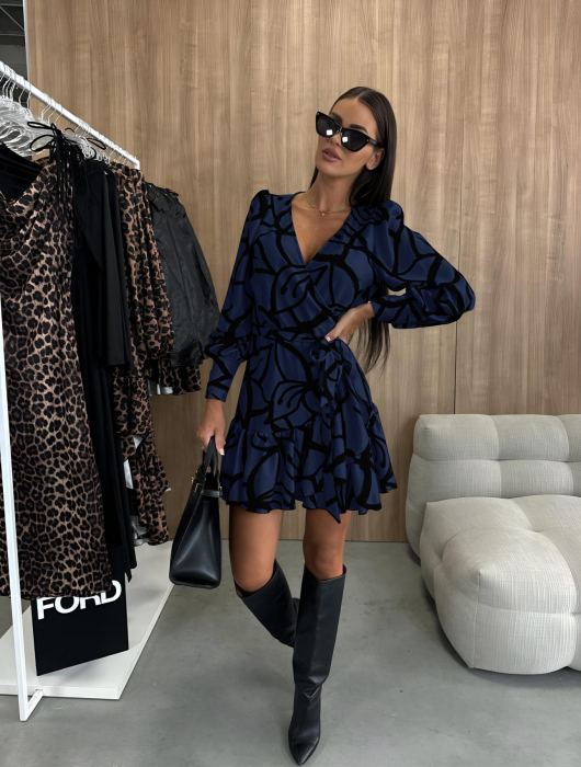 Rochie Clos cu Imprimeu si Maneca Lunga [1]