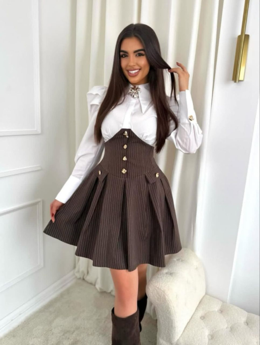 Rochie Scurta cu Corset si Camasa Alba – Office & Party Style [3]