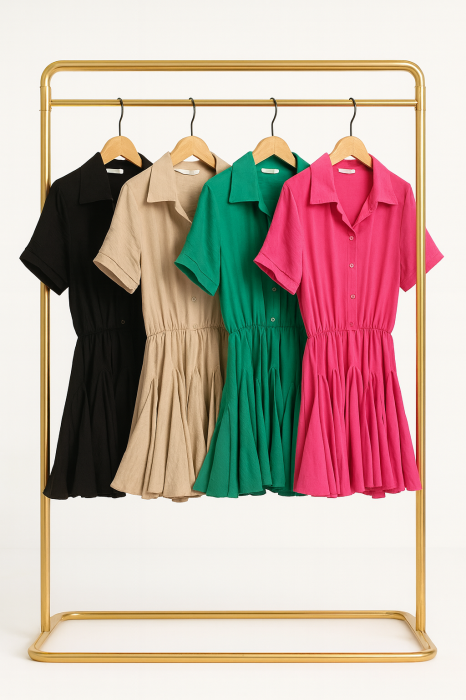 Rochie scurta din vascoza cu talie elastica – 5 culori vibrante – marime universala [6]