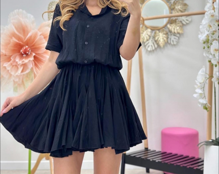Rochie scurta din vascoza cu talie elastica – 5 culori vibrante – marime universala [2]