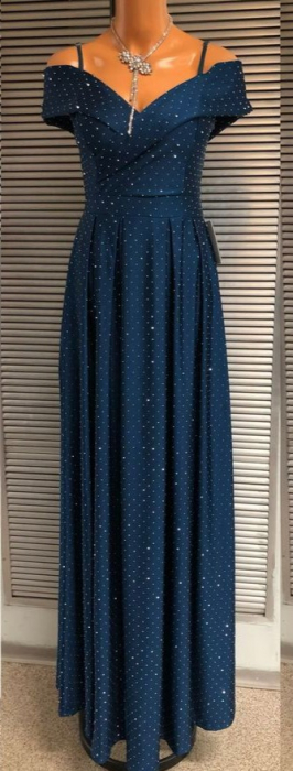 Rochie lunga satin-lycra eleganta cu decolteu inima, bretele subtiri si slit lateral – croi maxi, marime universala S-M [1]