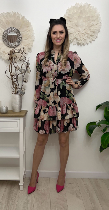 Rochie Voal Cu Captuseala Vascoza, Imprimeu Floral, Marime Universala, Croi Lejer [1]