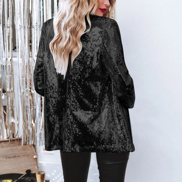 Sacou Dama din Catifea cu Paiete Stralucitoare - Blazer Party - negru [2]